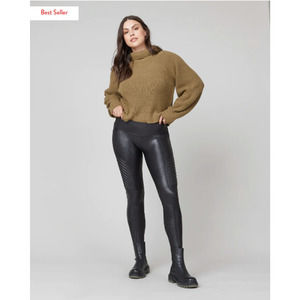 SPANX NWT Faux Leather Moto Leggings in Very Black // S